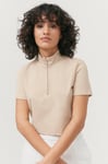 Gina Tricot - Topp Cassie Cropped Zip Top - Beige