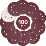 100PCS Disque de Ponçage 125mm Grain 320, Disques a Poncer Papier Abrasifs 8 Trous Idéal pour Poncer/Polir pour Ponceuse Excentrique