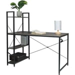 Woltu - Table de Bureau avec étagère de Rangement Bureau d'ordinateur Stable et Robuste env, 120x64x120 cm, Noir+Rouille