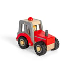 Jouet mini tracteur rouge en bois