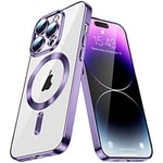 IMEIKONST Ultra Thin Samsung Galaxy S24 Phone Cover for MagSafe Case, Magnetic Transparent Anti-Yellow Camera Protector Ultra Slim Fit Silicone Soft TPU Bumper Clear for Samsung S24. Purple YIX