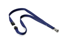 Durable Textile Lanyard Soft Colour Midnight Blue, Id-Hållare, Metall, Textil, Blå, 44 Cm, 15 Mm, 10 Pieces / Pack