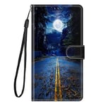 Nuxiady Coque pour Samsung Galaxy A71 PU Cuir à Rabat Housse Étui avec Mignonne Motif Dessin Design, Antichoc Portefeuille Etui Flip Folio Case Cover pour Galaxy A71 4G, Lune