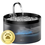 Fontaine a Eau Chat GIOTOHUN: Fontaine à Eau pour Chat avec Forme de Robinet, 64oz Distributeur Eau Chat, Pompe à Eau Super Silencieuse, Filtrer Les Poils Divers, Deux Modèles de Débit d'eau, Noir