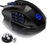 SOURIS LASER DE JEU MMO 16400 DPI POUR PC, PRÉCISION ÉLEVÉE, 18 BOUTONS PROGRAMMABLES| CARTOUCHE DE POIDS RÉGLABLE| 12 BOUTONS LATÉRAUX|5 PROFILS D'UTILISATEURS PROGRAMMABLES[KEY231528]