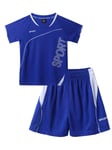 Hansber Boys Athletic Short Sleeve Tops and Sports Shorts Clothing Set Football Basketball Teamwear Jerseys Blue 11-12 Years