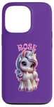 Coque pour iPhone 13 Pro Motif licorne mignon pour filles avec nom rose