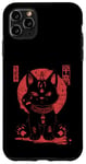 Coque pour iPhone 11 Pro Max Chat Maneki-Neko en colère porte-bonheur avec art japonais Kanji