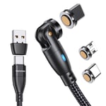 9Pin Câble Usb C Magnétique 2M, 60W Cable Magnetique Charge Rapide, 3A Chargeur Magnétique Rotation À 360 ¿¿° Et 180 ° Chargeur Aimanté, Pour Micro Usb/Type C/Iproduits/Galaxy S22/S23/Mabook