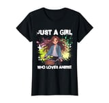 Just a Girl Who Loves Anime Woman on Bike Otaku Nerd Gifts T-Shirt