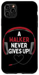 Coque pour iPhone 11 Pro Max Casque personnalisé avec citation de jeu « A Walker Never Gives Up »