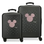 Disney Joumma Mickey Studs Ensemble de valises rigides en ABS avec Fermeture à Combinaison latérale 91L 6 kg 4 Roues Doubles Bagage à Main Noir 55/65 cm, Noir, Jeu de valises