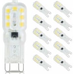 10 ampoules led G9 3 w, équivalentes à des ampoules halogènes 33 w, blanc lumière du jour 6000 k, sans scintillement, non dimmable, ampoules à