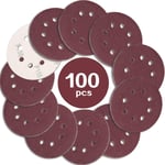 100PCS Disque de Ponçage 125mm Grain 150, Disques a Poncer Papier Abrasifs 8 Trous Idéal pour Poncer/Polir pour Ponceuse Excentrique