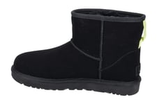 UGG Femme Classic Mini Side Logo Botte, Black, 36 EU