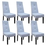 DALLAS - Lot de 6 Chaises Gris Clair Capitonnées