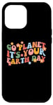 Coque pour iPhone 15 Pro Max Cute Go Planet It's Your Earth Day Peace Groovy Kids Boy Girl