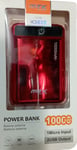 POWER BANK 10000mAh Chargeur De Batterie Rouge Smartphone Samsung iPhone 2 USB