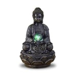 Zen'Light - Fontaine d’Intérieur Bouddha Méditation Lotus avec Éclairage LED à Variation de Couleur - Décor Zen Moderne, Idéal Méditation & Détente, Feng Shui - Fontaine de Table Circuit Fermé - H26cm