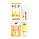 Garnier SkinActive - Fluide Anti-Taches & Anti-UV Quotidien - Glow - SPF 50+ - Protège, Réduit les Taches & Booste l'Éclat - Soin Visage Enrichi en Vitamine C - Tous Types de Peau - 40 ml