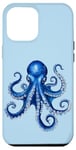 Coque pour iPhone 15 Pro Max Poulpe bleu cool pour amoureux de la mer, de l'océan, des tentacules