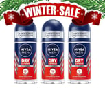 Nivea Men Dry Extreme Roll-On Deodorant Antiperspirant 50ml 3-Pack