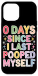 Coque pour iPhone 12 Pro Max 0 Days Since I Last Pooped Myself Funny Bathroom Blague