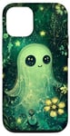 Coque pour iPhone 15 Pro Vert Floral Fantôme Effrayant Esthétique Vert