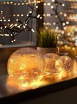 LED Glass Ball 3 -sarja - Yksinoikeus, lämmin valkoinen, mukaan lukien ajastin ja naarmujen suojaus - 10, 12 ja 15 cm LED -pallot akkukäyttöinen - harmoniset LED -valopalloja ainutlaatuisena sisustajana