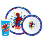 Marvel Spider-Man Kids Tableware Set – 3 Piece Reusable PP Plate, Bowl & Cup Set – Superhero Dinnerware Tableware Set for Mealtimes at Home, On Holiday or at Picnics – for 24 Months & Up, Blue