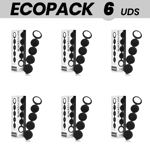 ECOPACK 6 UNITS - BLACKSILVER LENNON ANAL PLUG WITH ANAL BALLS 15 CM