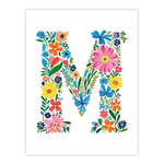 Artery8 Letter M in Bright Colourful Flowers Spring Garden Floral Word Art For Her Birthday Mum Wife Woman Friend Large Wall Art Poster Print 18X24 Inch