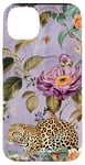 Coque pour iPhone 14 Plus Toile bleue claire à carreaux style bohème violet