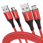 ANMIEL USB Type C Cable [3M+3M] 3.1A Nylon Braided USB-C Cable Compatible with Samsung Galaxy S10 S9 S8 S20 A51 A11,Note 10 9 8,USB C Charger Cable (Red)