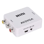 Convertisseur Mini VGA vers vidéo, convertisseur audio vidéo AV vers VGA adaptateur composite AV vers VGA décodeur TV convertisseur audio vidéo pour projecteur d'ordinateur (blanc)