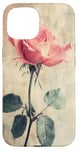 Coque pour iPhone 15 Rose grunge douce subtile florale vintage