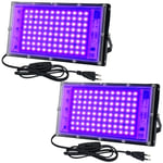 CREATESTAR Lumière Noire LED 100W, lot de 2 Projecteur lumière noire UV, étanche IP65, Projecteur UV LED pour fête lumineuse, Affiche fluorescente, Disco, Bar, éclairage de scène, Halloween