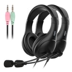 SOMIC Computer Headset 2 Pack,Headsets with Microphone PC Headphone Over-Ear for Desktop,3.5mm Wired Headset with Volume Control for K-12 Students,Teachers,Online Learning,Clear Chat,Ultra Comfort