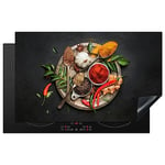 KitchenYeah© Protection Plaque Cuisson Deco Cuisine Cache Induction 83x51 cm Protège Pour Cuisiniere Protection Épices - Poivre - Cuillères - Légumes