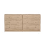 Tvilum May Dobbelt kommode m. 6 skuffer, 143x30x68, Jackson Hickory