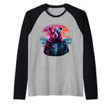 Vaporwave Rizzly Bear Synthwave Retrowave Aesthetic Vibes Raglan Baseball Tee