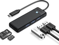 Hub USB 3.0, Hub USB C avec Lecteur de Cartes SD/TF, Mini USB 3.0 à 3 Ports, Multiport USB pour MacBook Pro/air, iMac, Notebook PC, Flash Drive, HDD, Caméra, Keyboard, Mouse(15 cm, Noir)