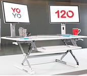 Yo-Yo Desk Standing Desk Converter - Transform Any Desk Into a Sit-Stand Workstation - Height Adjustable Riser for Single or Dual Monitor - Ergonomic Tabletop with Keyboard Tray, 120cm Wide (White)