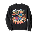 Sippin’ Fire Cute Dragon Tea Lover Sweatshirt