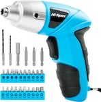 Hi-Spec 27 Piece Blue 4.8V Cordless Power Electric Screwdriver Set. Rechargeabl