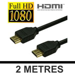 Cable 2 metres HDMI HDMI 1.3 Plaque Or - FULL HD - Playstation 3 LCD Plasma Blu Ray XBOX 360