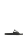 Emporio Armani Bold Eagle Logo Slides Sandal, Black+White, 38