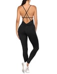 COOrun Combinaison de yoga pour femme, dos nu, barboteuse de sport, sans manches, body de gymnastique