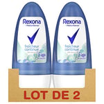 REXONA Déodorant Femme Bille Antibactérien Fraicheur Continue, Efficacité 48h, Parfum Doux & Frais, 50ml - Lot de 2