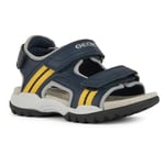 Geox J Borealis Boy A Sandal, Navy Ochre Yellow, 1 UK